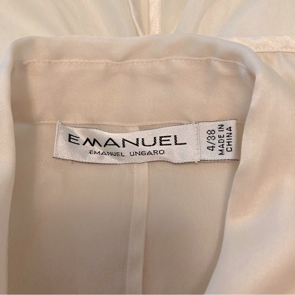 Vtg Sheer Emanuel Ungaro 100% Silk Button Down Shirt/Blouse Tie Front - Picture 10 of 11